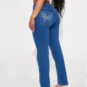 🦋Fashion Nova - Mariah Butterfly Embellished Straight Jeans🦋